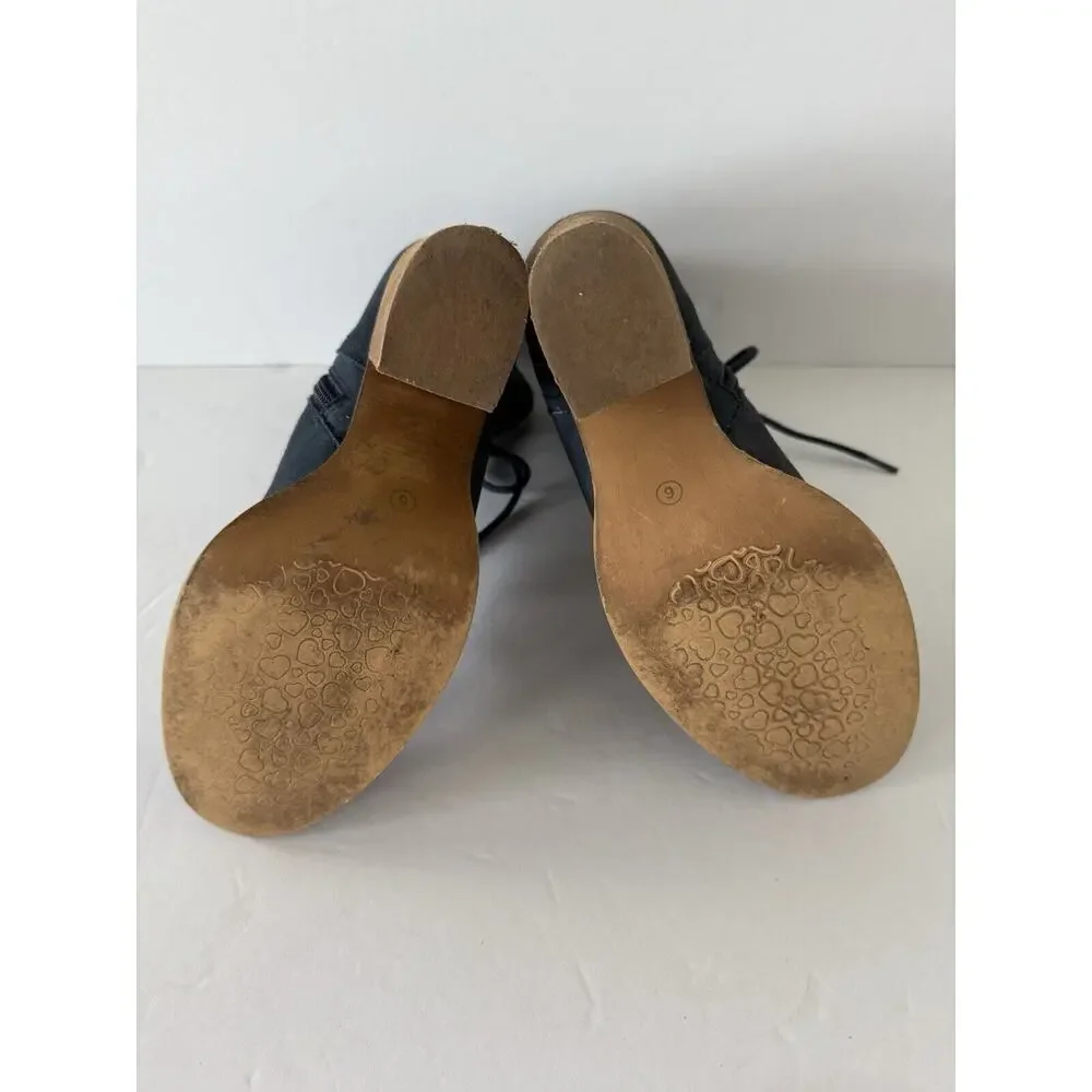 Steve Madden Lace Up Blue Suede Ankle Boots Size 6 - Granny Romantic Cottagecore